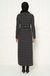 Siyah Ekose Desenli Kışlık Tesettür Elbise