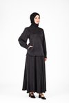 Siyah Etekli İkili Yakası Düğmeli Tesettür Takım
