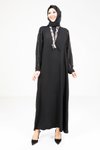 Siyah Fularlı Tesettür Elbise
