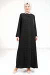Siyah İnci Detaylı Ferace