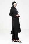 Siyah Keten Alt Üst Tesettür Takım