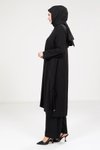 Siyah Keten Alt Üst Tesettür Takım