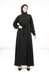 Siyah Kloş Fermuarlı Ferace