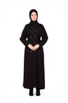 Siyah Kolları Apolet Detaylı Tesettür Kaban