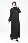 Siyah Omuz Pileli Abiye Tesettür Elbise