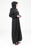 Siyah Omuz Pileli Abiye Tesettür Elbise
