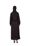 Siyah Örme Ön Kısmı Fermuarlı Tesettür Elbise