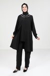 Siyah Pantolon Bluz Alt Üst Tesettür Takım