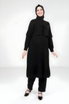 Siyah Rüzgarlıklı Alt Üst Tesettür Takım