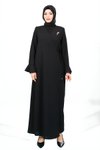عباية سوداء بأكمام كشكشة وربط جانبي