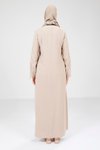 Taş Kolu Fermuar Detaylı Tesettür Elbise
