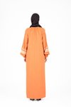 Turuncu İznik Kolları Lastikli Fermuar Detaylı Ferace