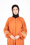 Turuncu İznik Kolları Lastikli Fermuar Detaylı Ferace