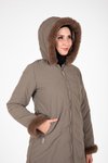 Vizon Kapüşonlu Kolları Peluş Detaylı Tesettür Kaban