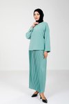 Yeşil Eteği Pliseli Bluz Etek Tesettür Takım