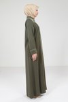Yeşil Nervür Detaylı Tesettür Elbise