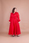 Kırmızı Büyük Beden Tesettür Elbise