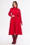 Kırmızı Uzun Kol Gömlek Kuşaklı Cepli Tesettür Elbise