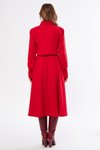 Kırmızı Uzun Kol Gömlek Kuşaklı Cepli Tesettür Elbise