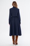 Lacivert Uzun Kol Kuşaklı Cepli Beli Lastikli Gömlek Elbise