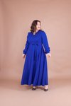 Sax Mavi Büyük Beden Tesettür Abiye Elbise