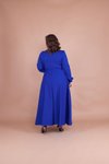 Sax Mavi Büyük Beden Tesettür Abiye Elbise