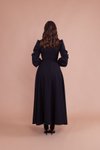 Siyah Kruvaze Yaka Kemerli Tesettür Abiye Elbise