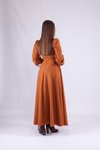 Tarçın Uzun Kol Kruvaze Yaka Tesettür Abiye Elbise