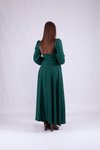 Zümrüt Uzun Kol Kruvaze Yaka Tesettür Abiye Elbise