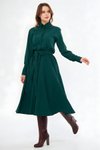 Zümrüt Uzun Kol Kuşaklı Gömlek Elbise
