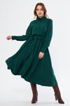 Zümrüt Uzun Kol Kuşaklı Gömlek Elbise