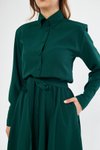Zümrüt Uzun Kol Kuşaklı Gömlek Elbise