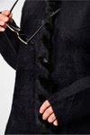 Siyah Uzun İtalyan Angora Tesettür Kaban