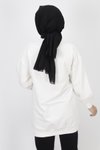 Ekru Sweatshirt İp Kumaş Nakış Taş Detaylı Tunik