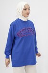 Saks 2 İplik Sweatshirt Boncuk ve Nakış Detaylı Tesettür Tunik