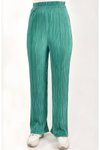 Yeşil Bürümcük Geniş Paça Tesettür Pantolon