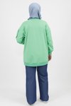 Yeşil İki İplik Taş İnci Çakmalı Tesettür Tunik