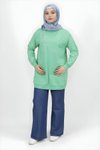 Yeşil İplik Taş Detaylı Tesettür Tunik