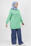 Yeşil İplik Taş Detaylı Tesettür Tunik