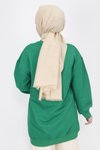 Yeşil Nakış Yazı Taş Detaylı Sweatshirt Tunik