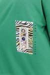 Yeşil Oversize İnci Ve Baskı Detaylı Tesettür Tunik