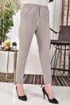 Gri Double Kumaş Dar Paça Beli Lastikli Tesettür Pantolon