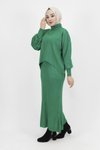 Yeşil Triko Kumaş İçlikli Tesettür Elbise