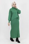 Yeşil Triko Kumaş İçlikli Tesettür Elbise