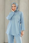 Bebe Mavi İkili Bağlama Detaylı Tesettür Takım