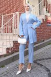 Bebe Mavi Kimono İkili Cep Detaylı Tesettür Takım