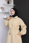 Bej Gizli Patlı Trençkot