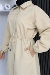 Bej Gizli Patlı Trençkot