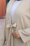 Bej Kimono İkili Bağlama Detaylı Tesettür Takım