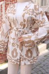 Camel Etnik Desen Kimono